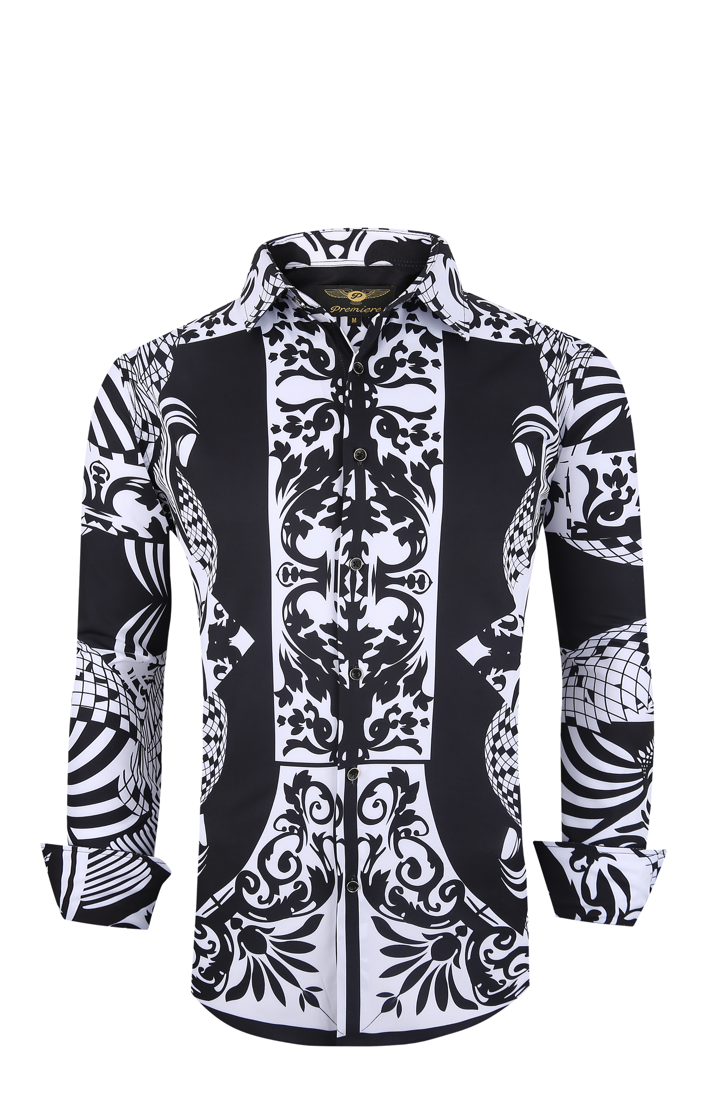PREMIERE SHIRTS: BLACK/WHITE TRIBAL GEOMETRIC