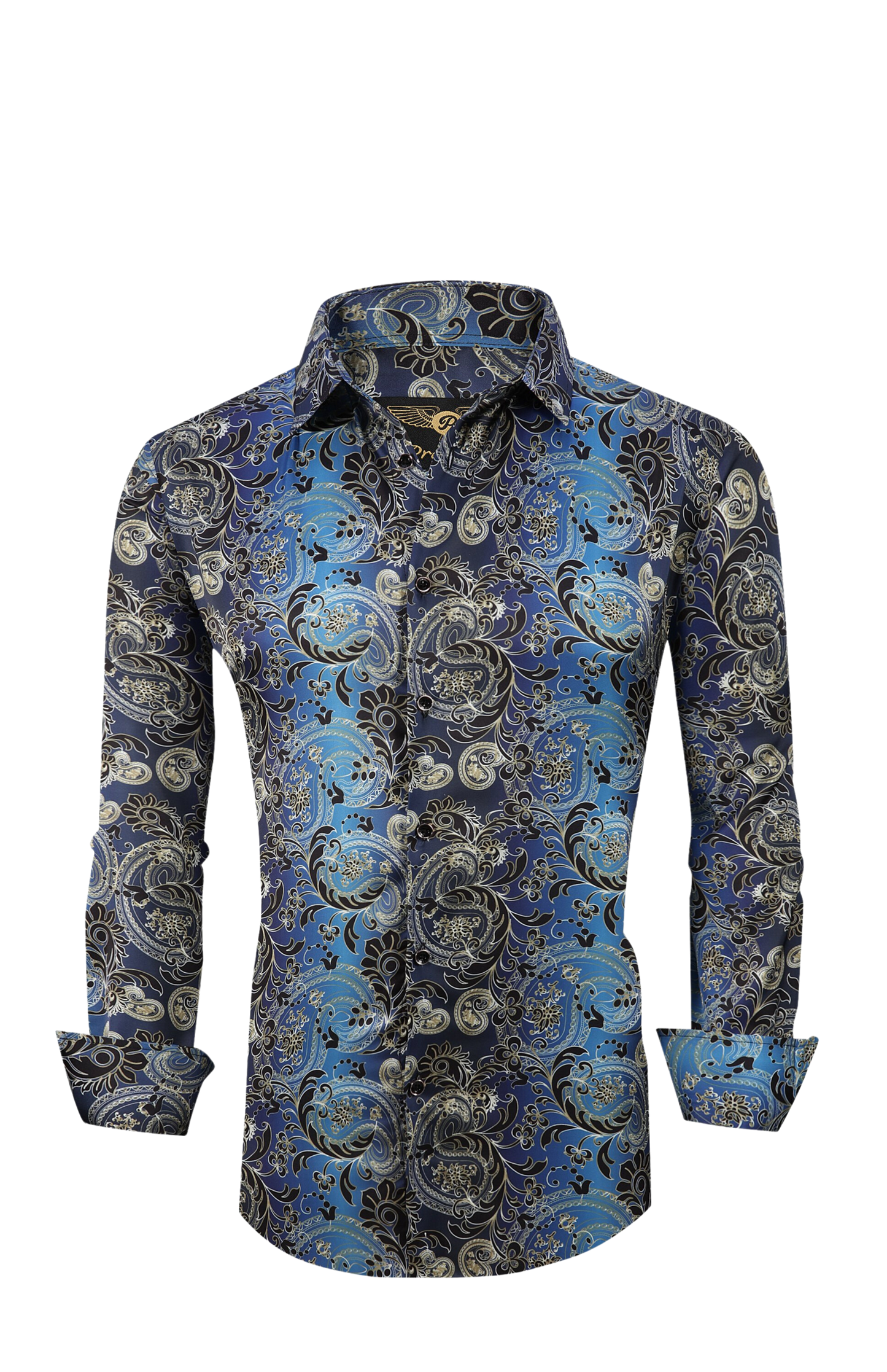 PREMIERE SHIRTS: BLUE/GOLD PAISLEY