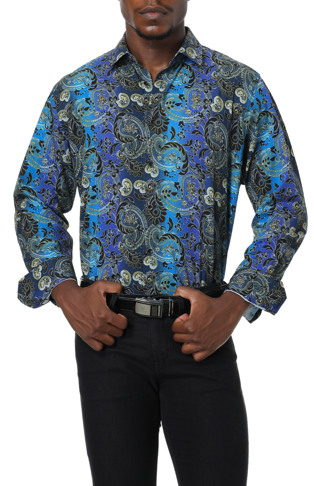 PREMIERE SHIRTS: BLUE/GOLD PAISLEY