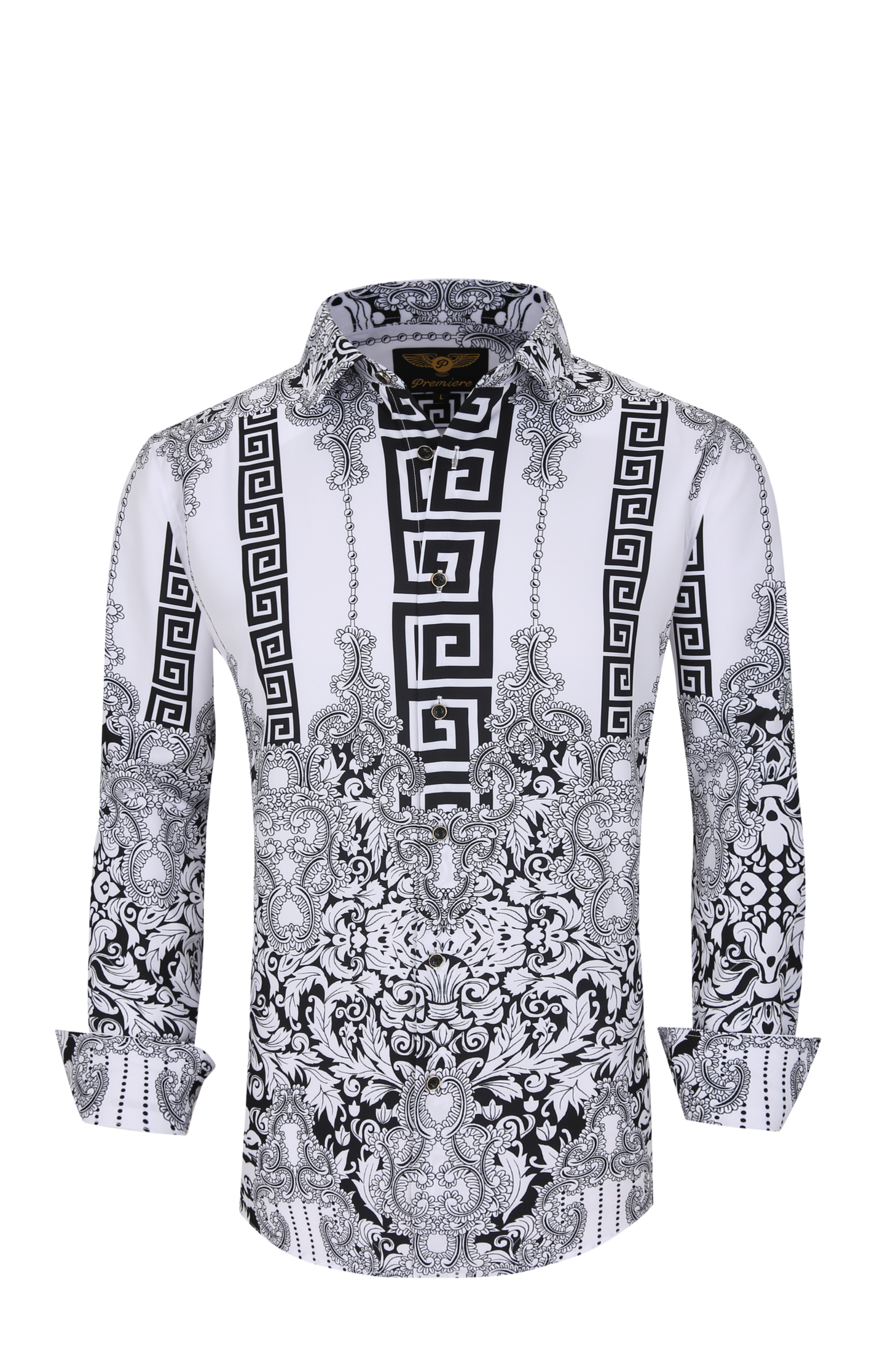 PREMIERE SHIRTS: BLACK/WHITE GEOMETRIC TRIBAL