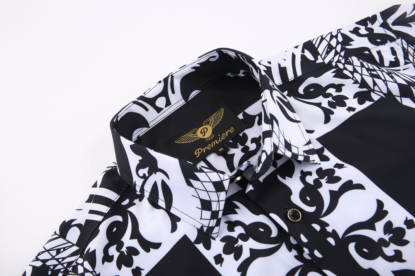 PREMIERE SHIRTS: BLACK/WHITE TRIBAL GEOMETRIC