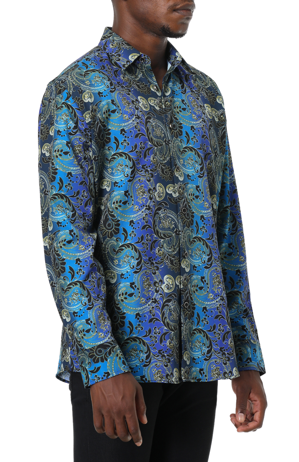 PREMIERE SHIRTS: BLUE/GOLD PAISLEY