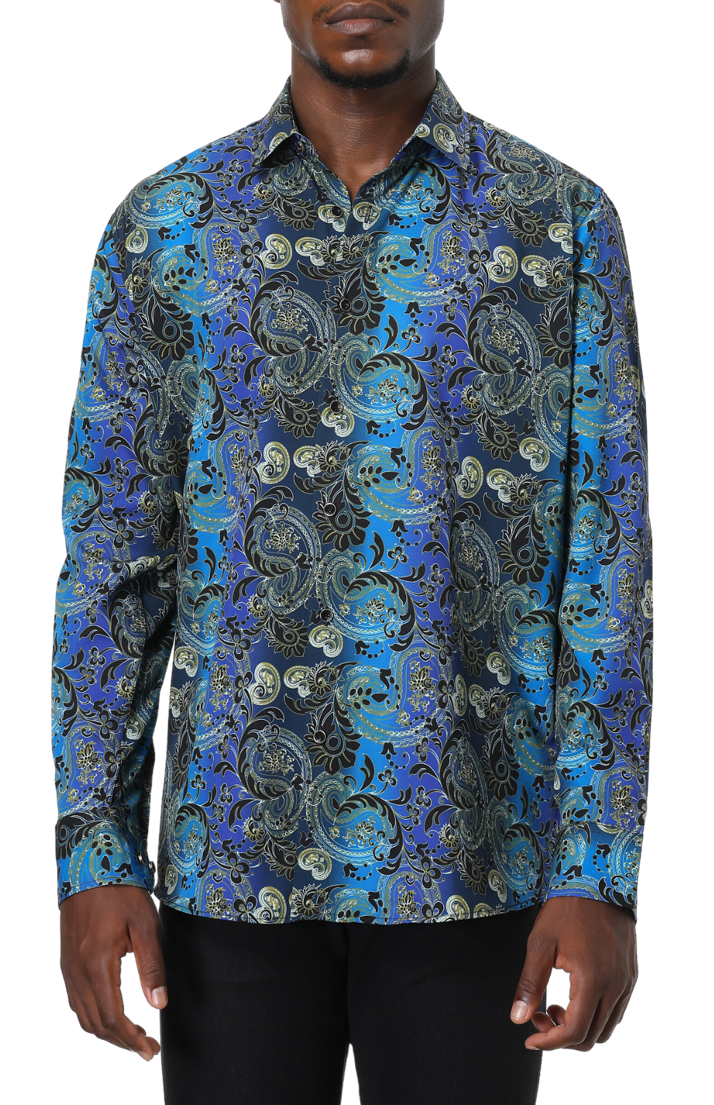 PREMIERE SHIRTS: BLUE/GOLD PAISLEY