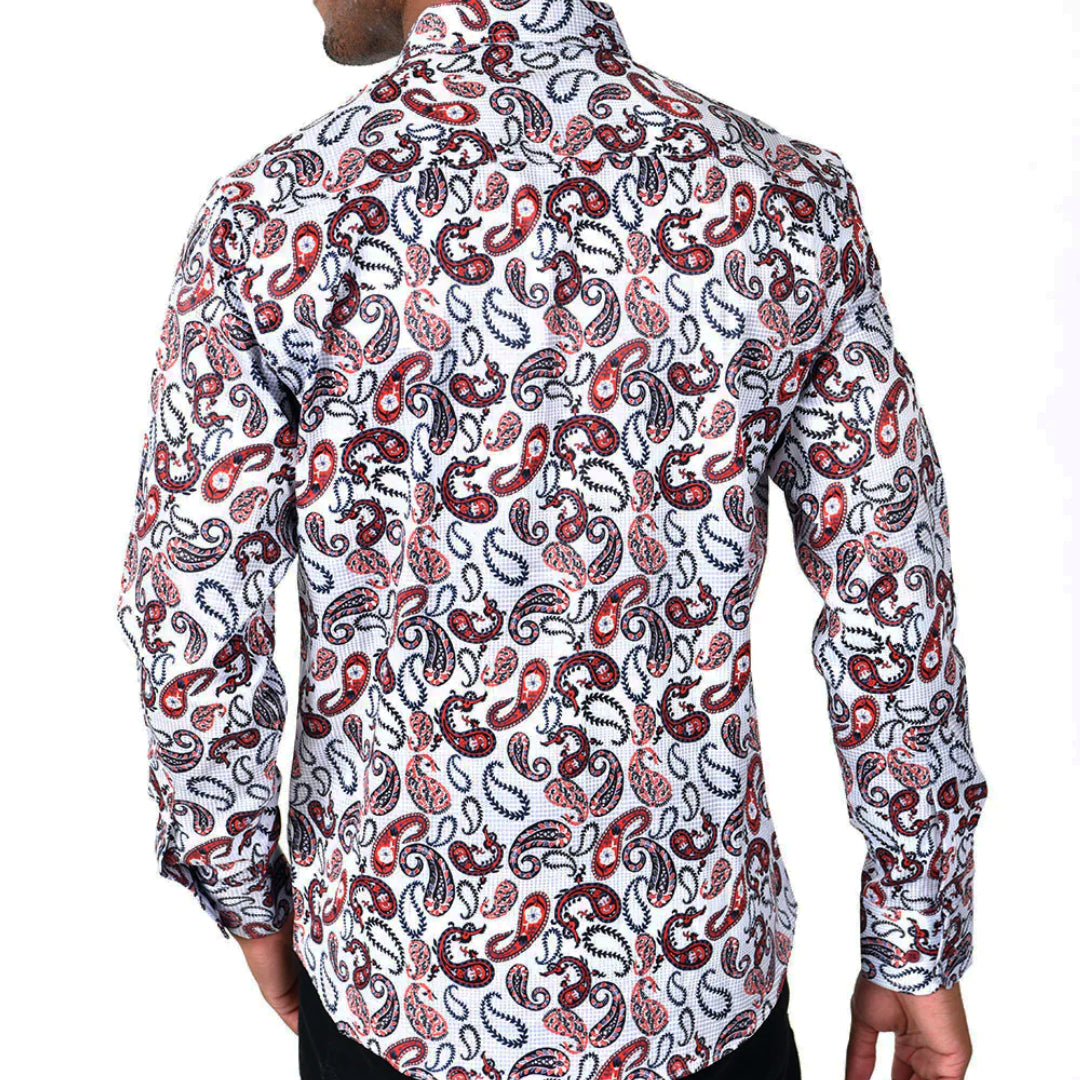 PREMIERE SHIRTS: RED/WHITE PAISLEY
