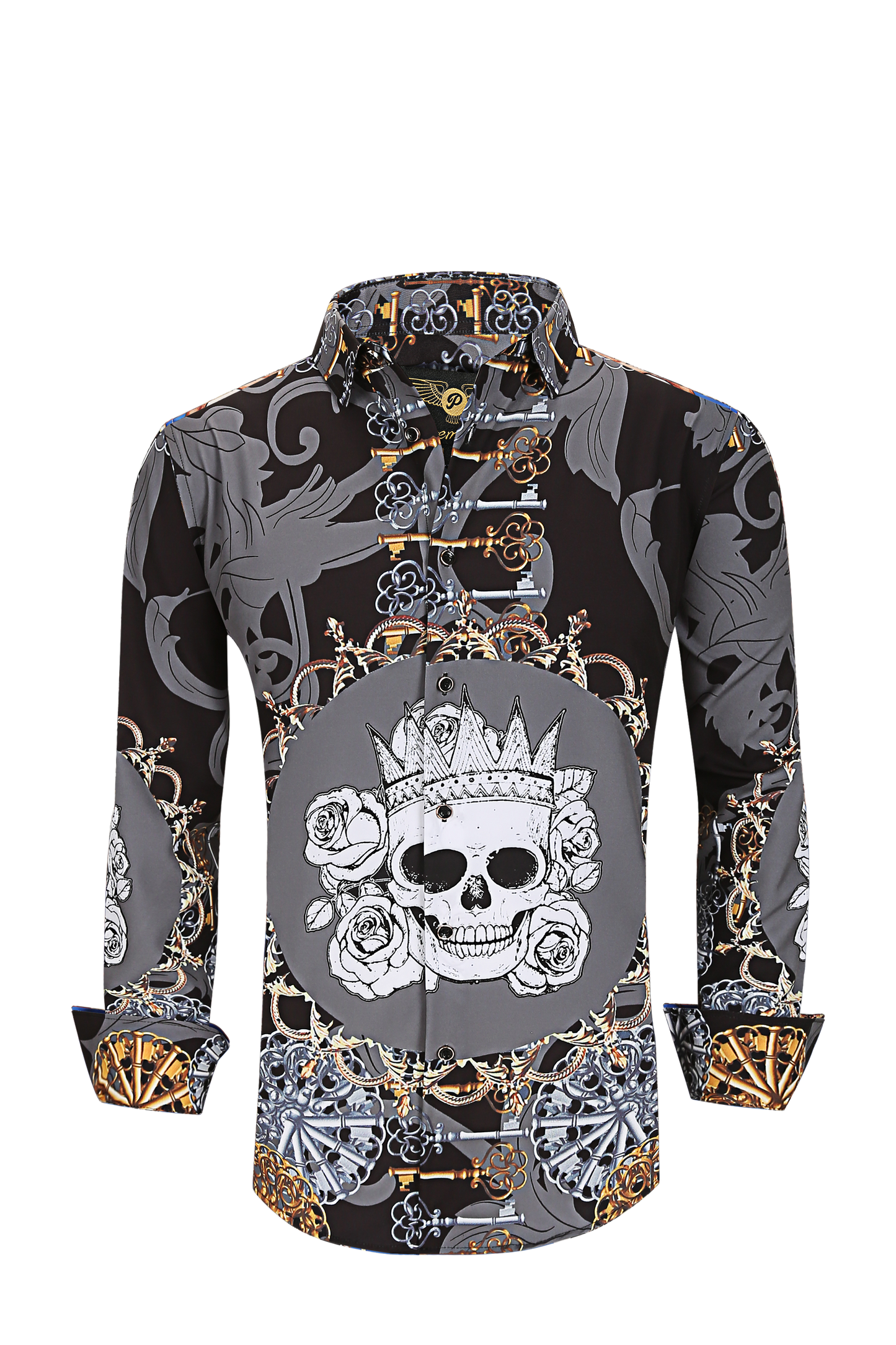 PREMIERE SHIRTS: BLACK/GRAY SKULL ROSE