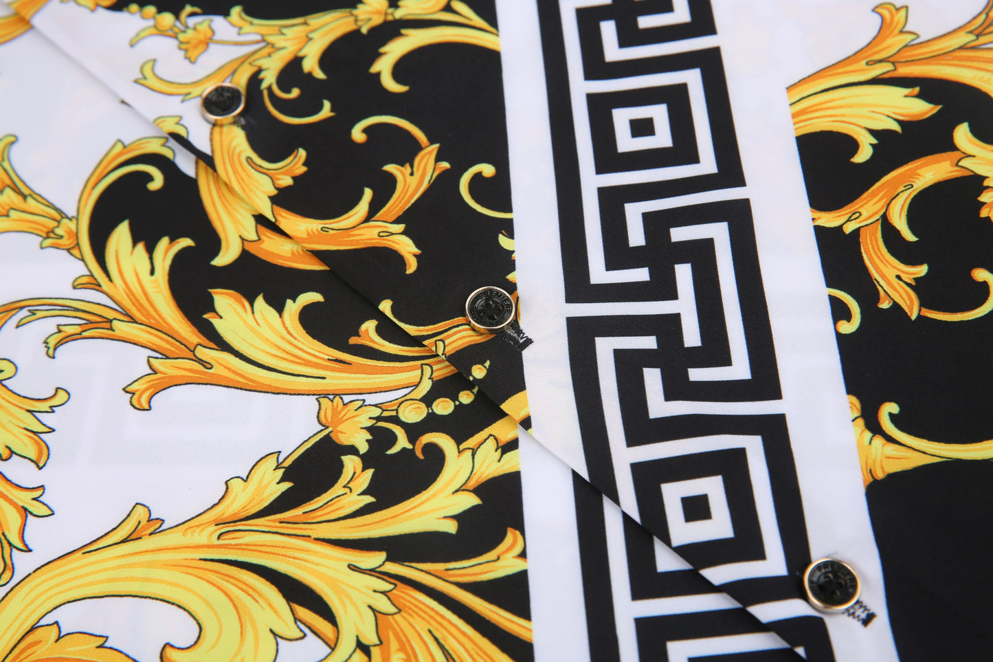 Men's PREMIERE Black Gold Jewels Tribal Floral Long Sleeve Button Down Dress Shirt