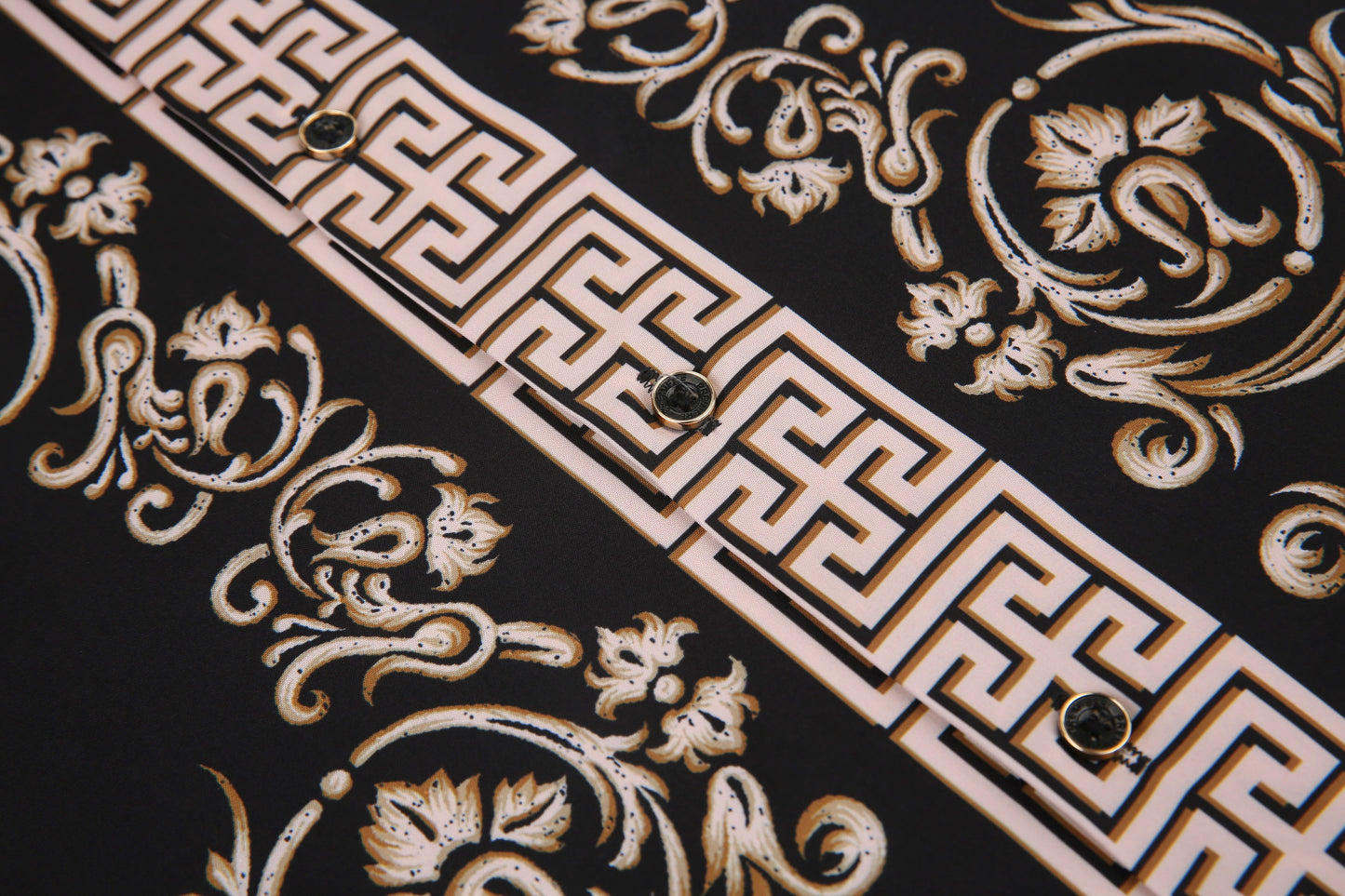 PREMIERE SHIRTS: BLACK/GOLD TRIBAL GEOMETRIC