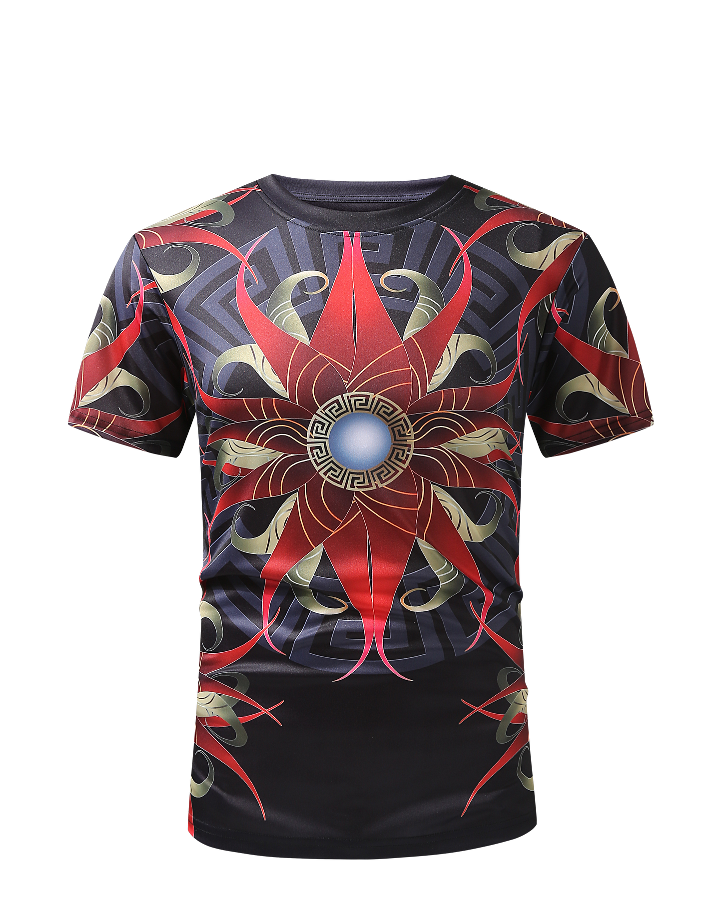 Men PREMIERE SLIM FIT Short Sleeve T SHIRT BLACK RED GOLD STAR LIFE PRINT Designer Shirt