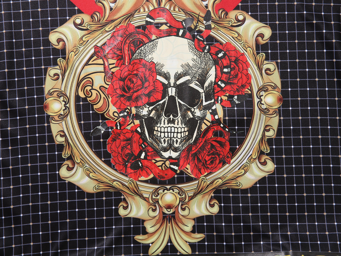Men PREMIERE SLIM FIT Short Sleeve T SHIRT BLACK RED SKULL ROSE CHAIN PRINT Designer Shirt
