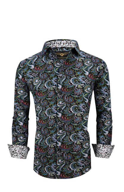 PREMIERE SHIRTS: MULTICOLOR GREEN PAISLEY