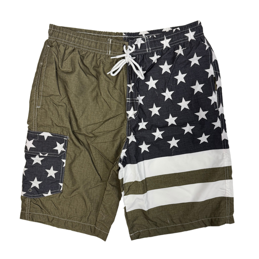 PREMIERE BATHING SUITS: USA ARMY GREEN STARS & STRIPES