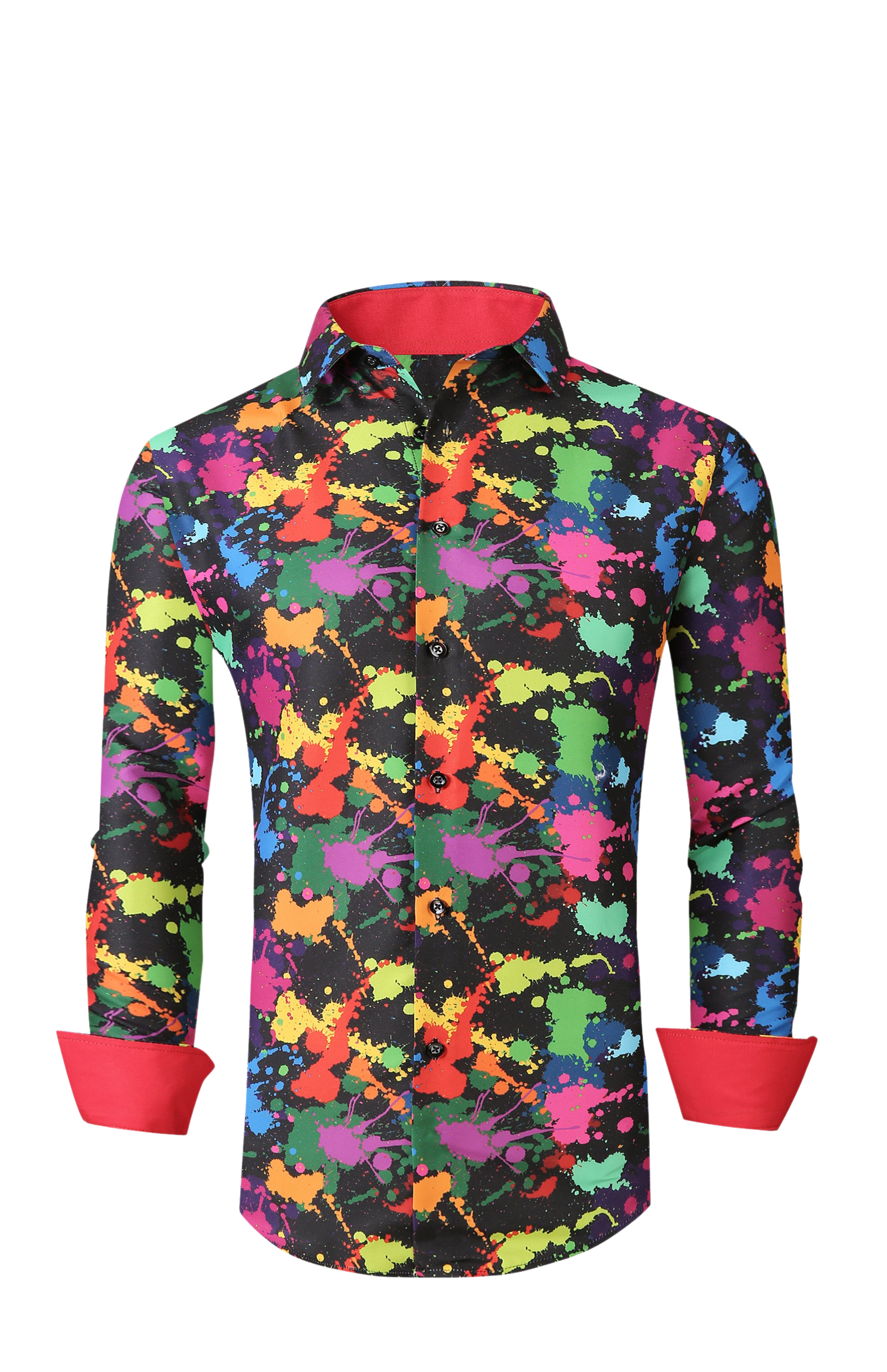 PREMIERE SHIRTS: BLACK/COLORFUL SPLASH PAINT Small