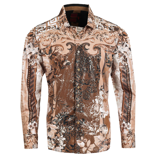 PREMIERE SHIRTS: TAN/BROWN LEOPARD