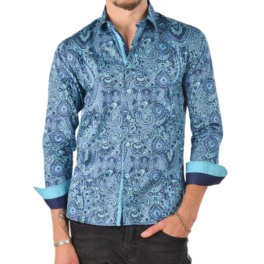 PREMIERE SHIRTS: GREEN/BLUE PAISLEY