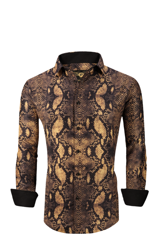 PREMIERE SHIRTS: GOLDEN BROWN SNAKESKIN