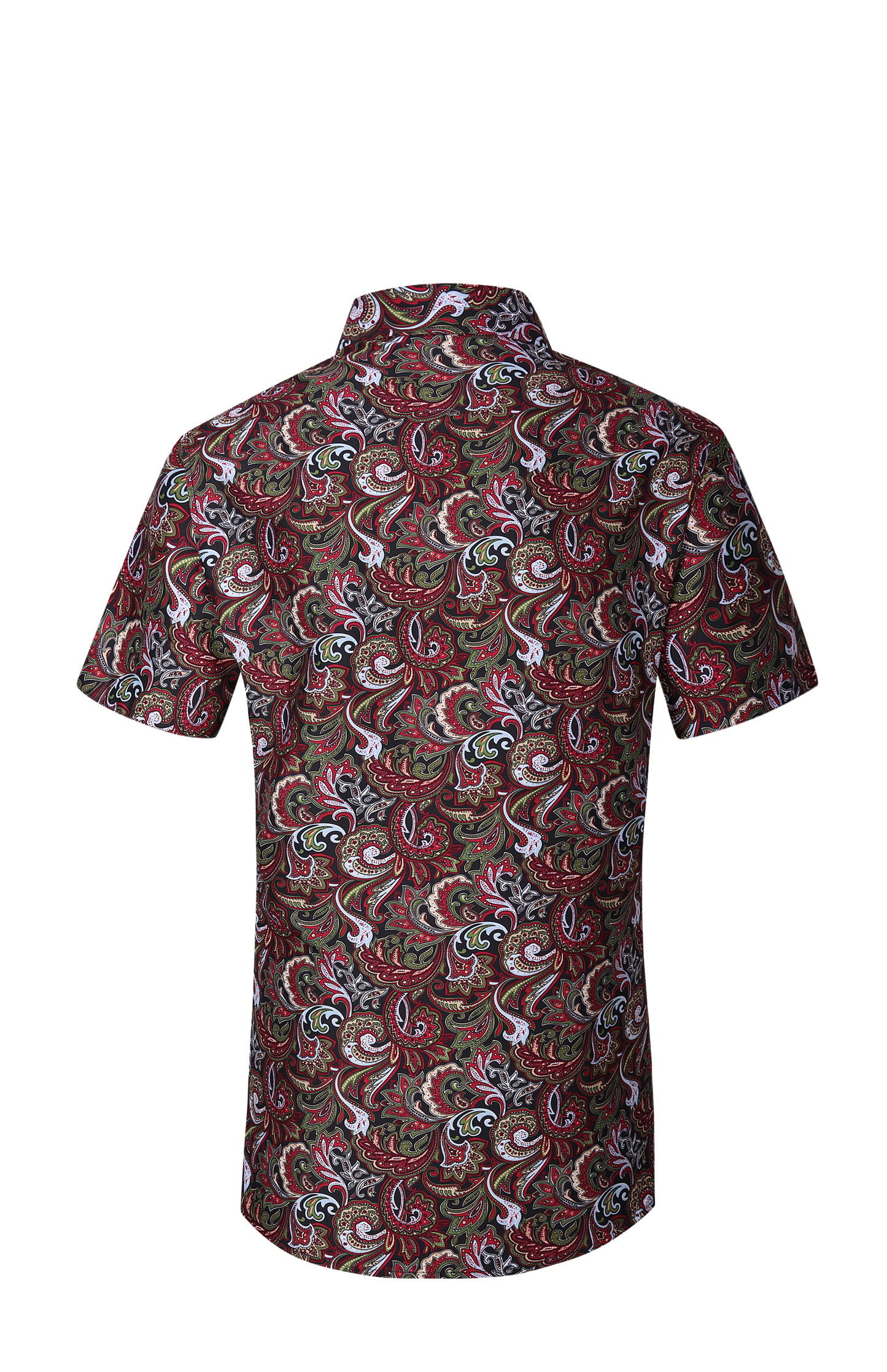 PREMIERE SHORT SLEEVE SHIRTS: MULTICOLOR RED PAISLEY