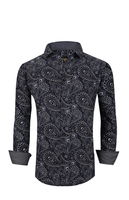 PREMIERE SHIRTS: BLACK/WHITE PAISLEY