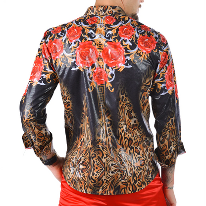 PREMIERE SHIRTS: RED/GOLD LEOPARD