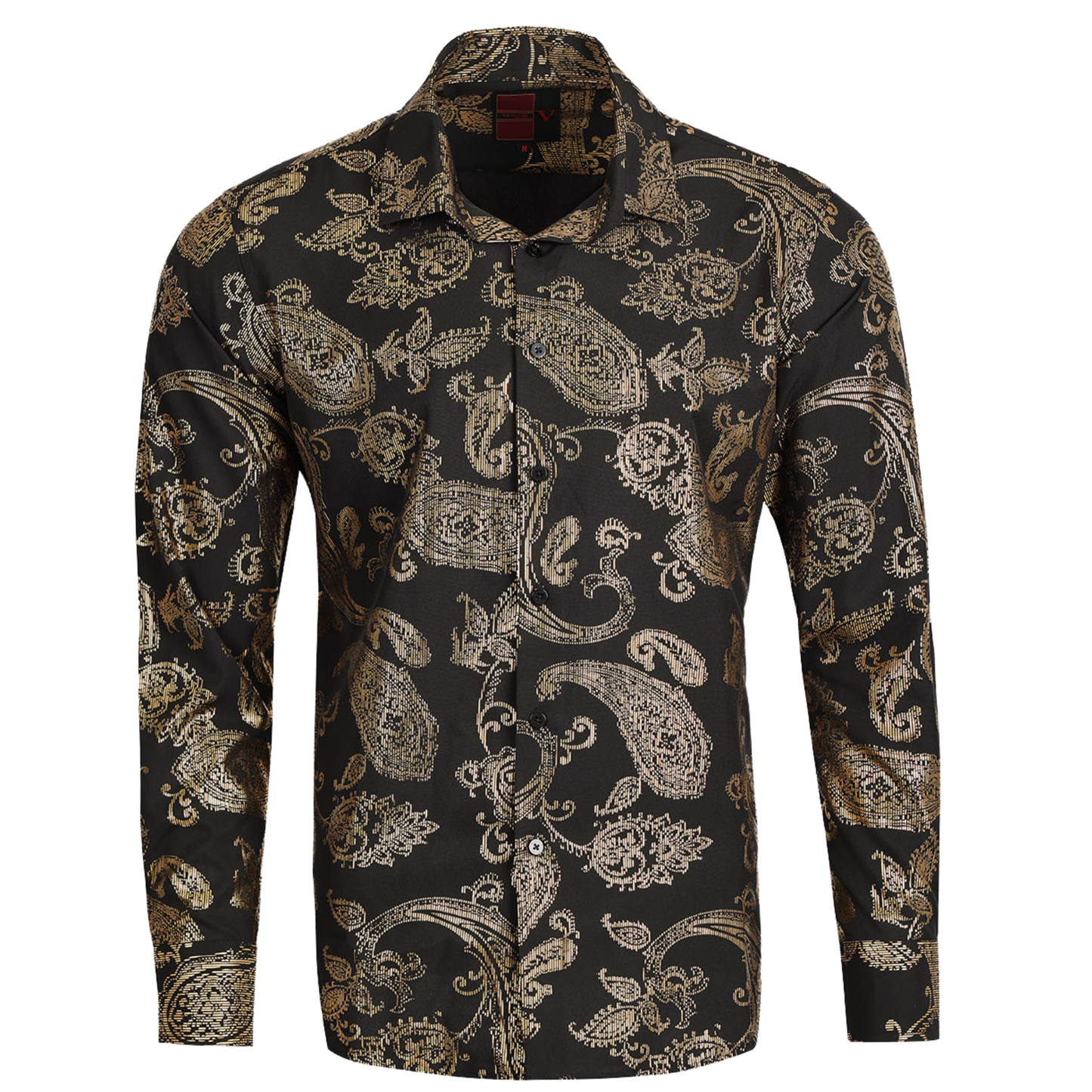 PREMIERE SHIRTS: BLACK/GOLD FOIL PAISLEY