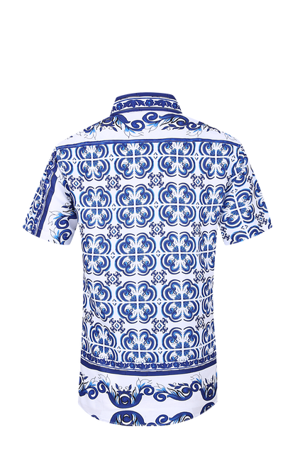 PREMIERE SHORT SLEEVE SHIRTS: BLUE DIAMOND LEAF