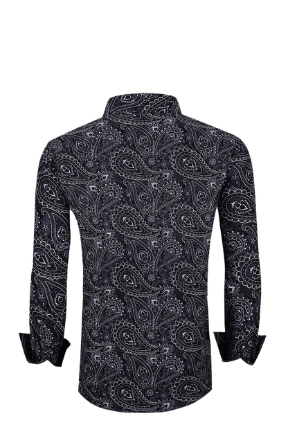 PREMIERE SHIRTS: BLACK/WHITE PAISLEY