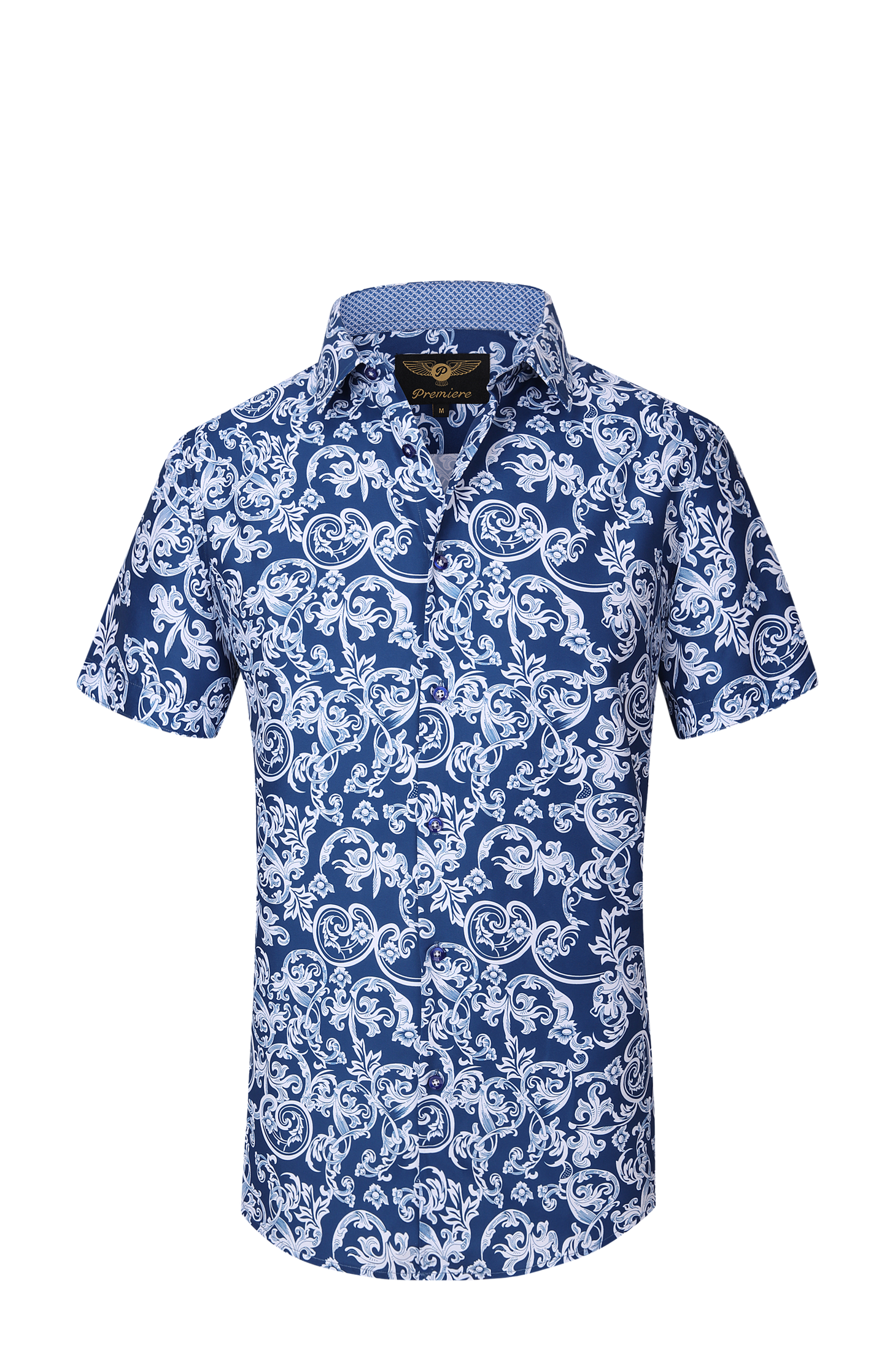 PREMIERE SHORT SLEEVE SHIRTS: NAVY WHITE PAISLEY