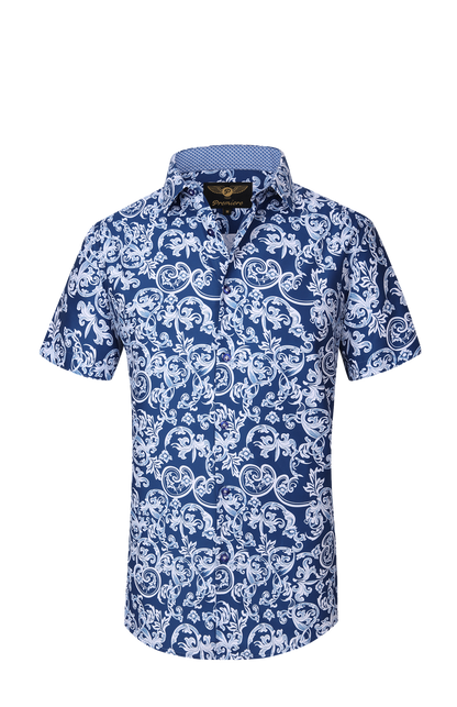 PREMIERE SHORT SLEEVE SHIRTS: NAVY WHITE PAISLEY