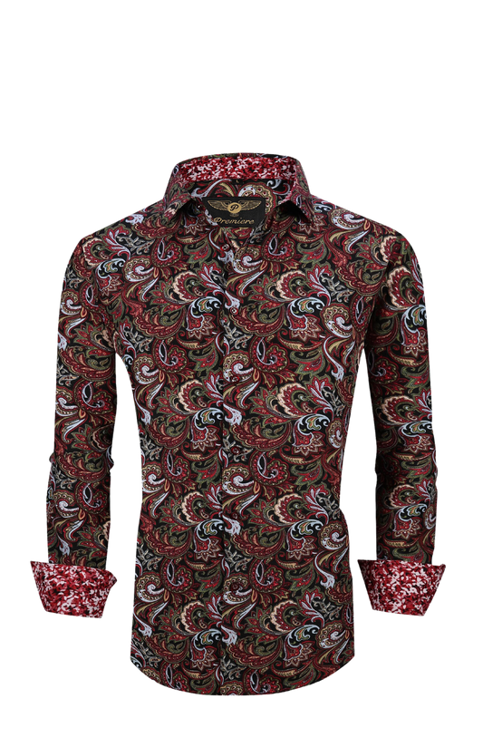 PREMIERE SHIRTS: MULTICOLOR RED PAISLEY