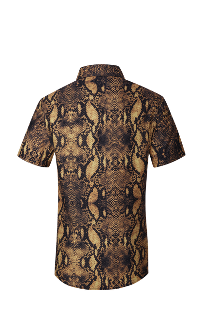 PREMIERE SHORT SLEEVE SHIRTS: GOLDEN BROWN SNAKESKIN