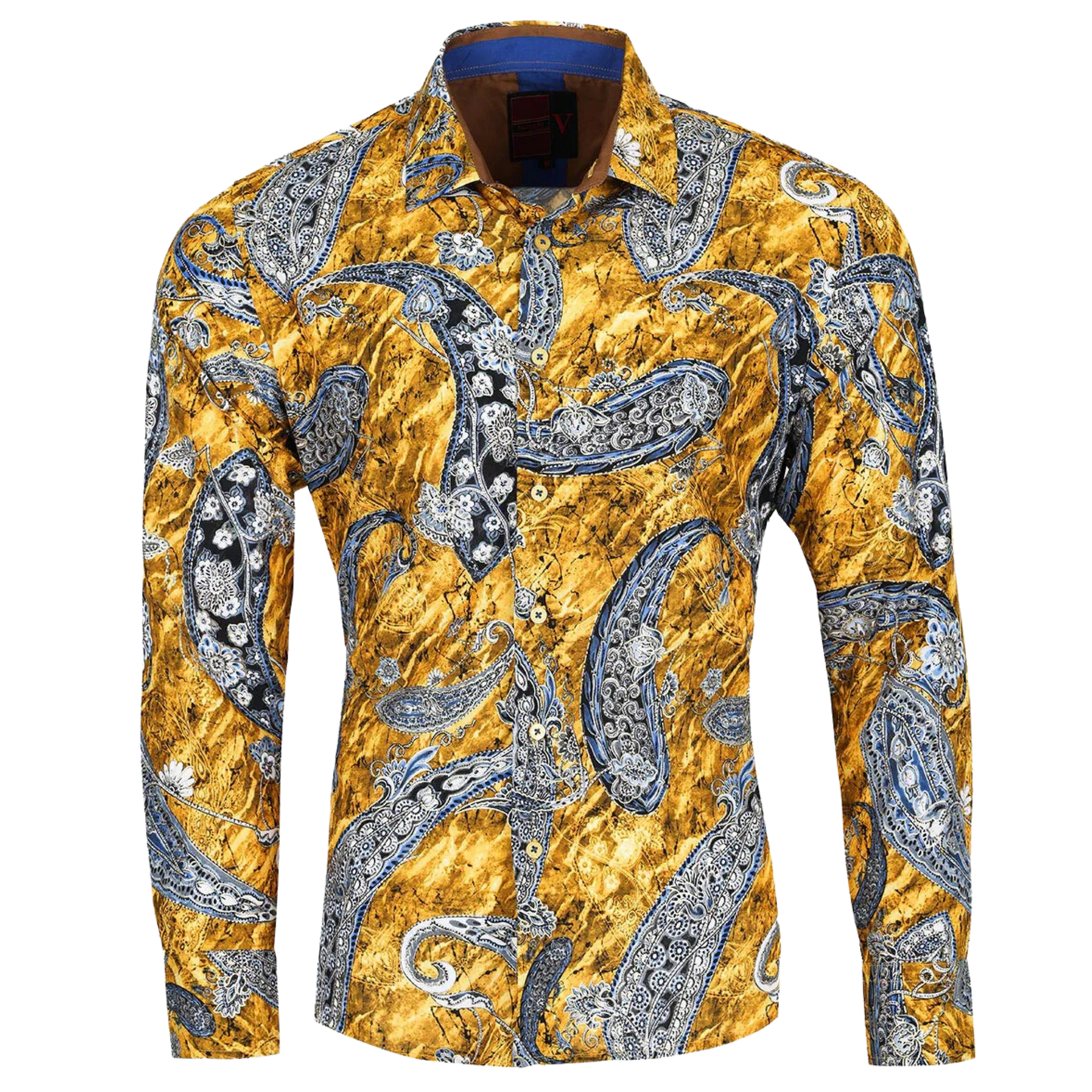 PREMIERE SHIRTS: YELLOW/GOLD FOIL PAISLEY