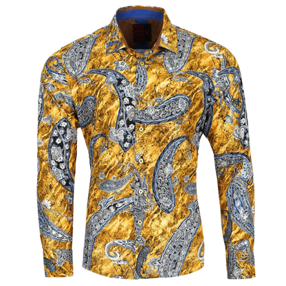 PREMIERE SHIRTS: YELLOW/GOLD FOIL PAISLEY