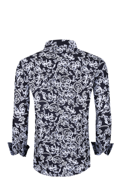 PREMIERE SHIRTS: BLACK WHITE PAISLEY