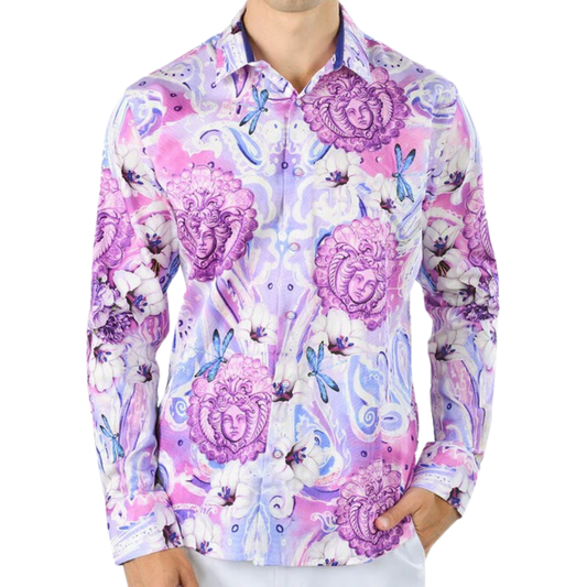 PREMIERE SHIRTS: LAVENDER/WHITE FLORAL PAISLEY