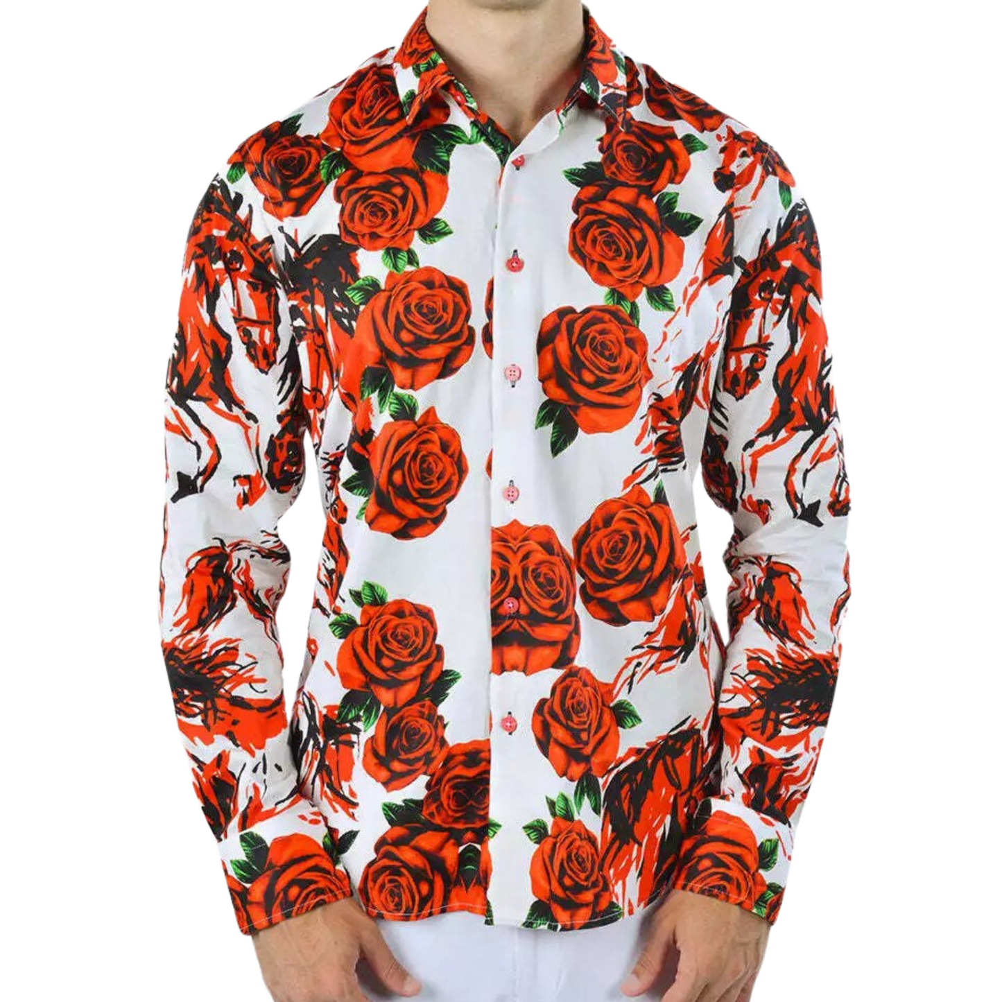 PREMIERE SHIRTS: RED/WHITE WILD HORSE FLORAL