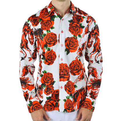 PREMIERE SHIRTS: RED/WHITE WILD HORSE FLORAL