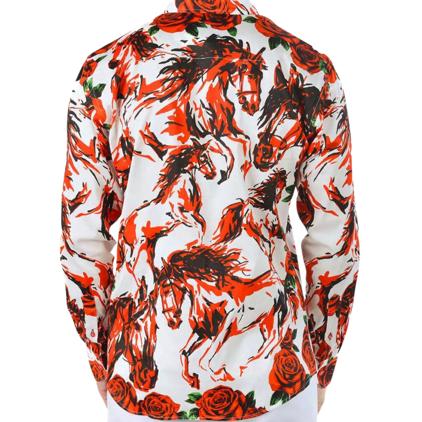 PREMIERE SHIRTS: RED/WHITE WILD HORSE FLORAL