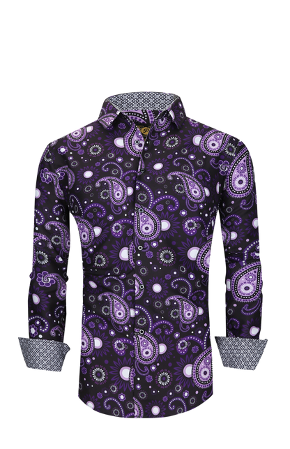 PREMIERE SHIRTS: PURPLE/BLACK PAISLEY