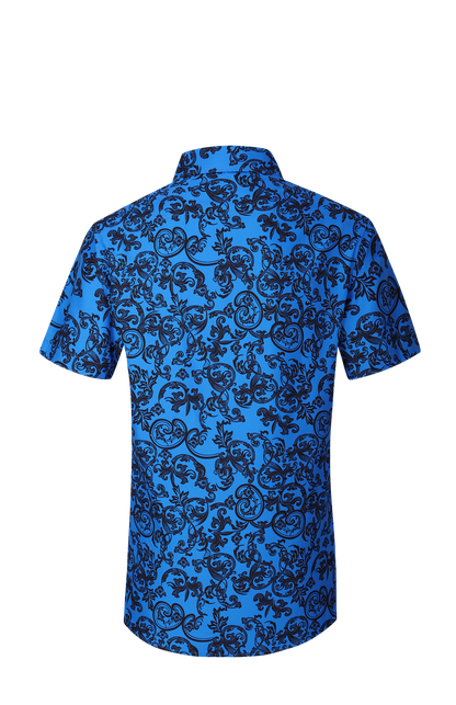 PREMIERE SHORT SLEEVE SHIRTS: BLUE BLACK PAISLEY