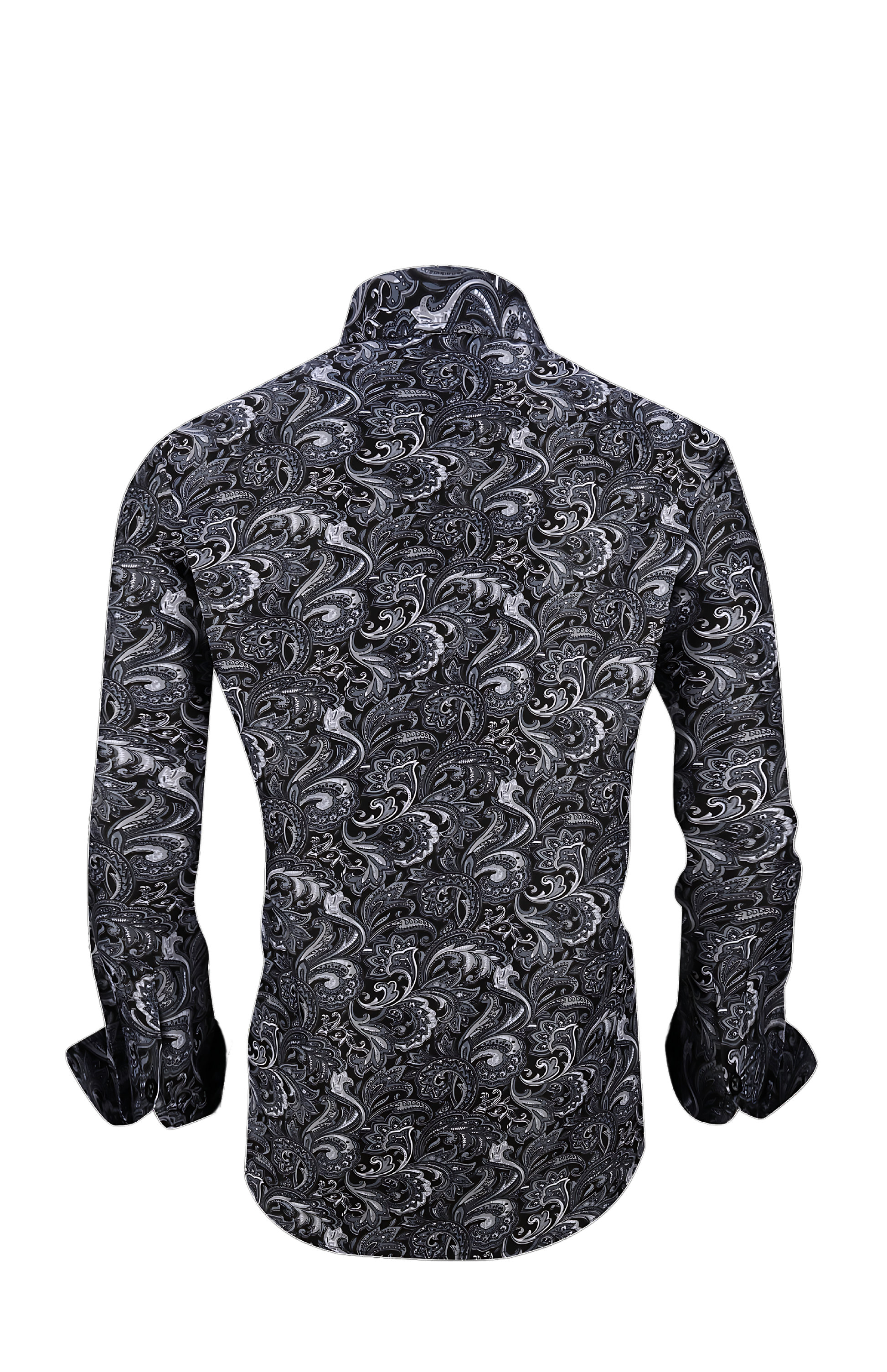 black and white paisley dress shirt #1 DROP EM WEAR? PARTY/DRESS SHIRT Black WITH White PAISLEY XS FLANNEL ($50.00)