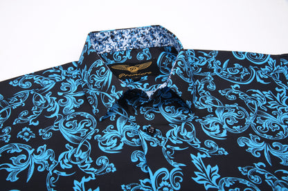 PREMIERE SHORT SLEEVE SHIRTS: BLUE/BLACK PAISLEY