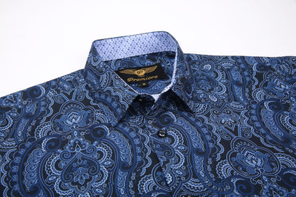 PREMIERE SHORT SLEEVE SHIRTS: NAVY BLUE PAISLEY