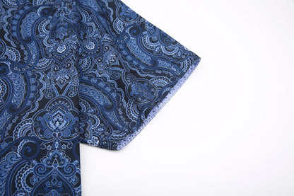 PREMIERE SHORT SLEEVE SHIRTS: NAVY BLUE PAISLEY