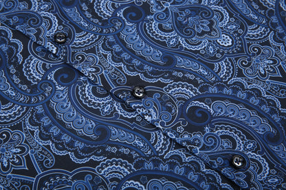 PREMIERE SHORT SLEEVE SHIRTS: NAVY BLUE PAISLEY