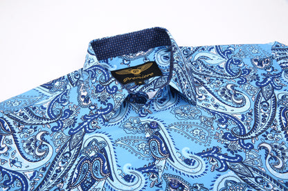 PREMIERE SHORT SLEEVE SHIRTS: BLUE PAISLEY