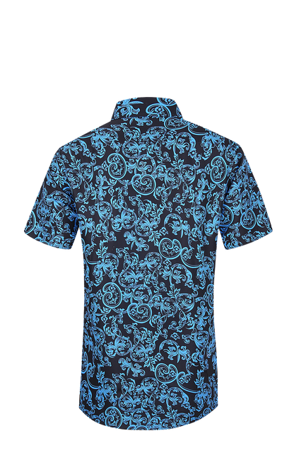 PREMIERE SHORT SLEEVE SHIRTS: BLUE/BLACK PAISLEY