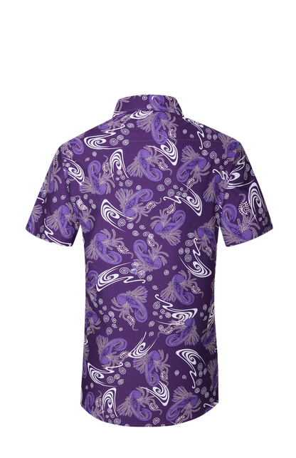 PREMIERE SHORT SLEEVE SHIRTS: COLORFUL PURPLE PAISLEY