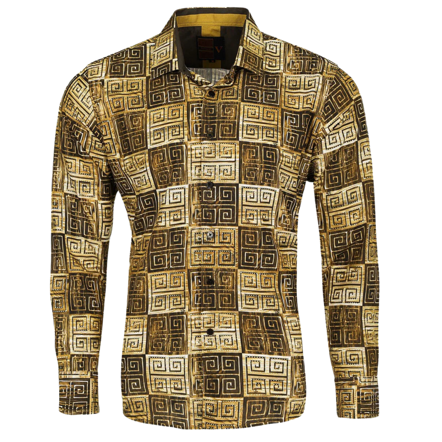 PREMIERE SHIRTS: GOLD/BLACK GEOMETRIC FASHION