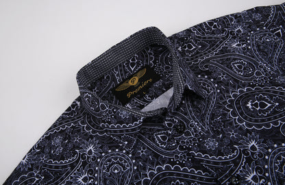 PREMIERE SHIRTS: BLACK/WHITE PAISLEY