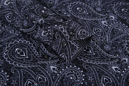 PREMIERE SHIRTS: BLACK/WHITE PAISLEY