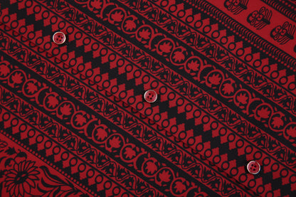 PREMIERE SHIRTS: BLACK RED TRIBAL GEOMETRIC